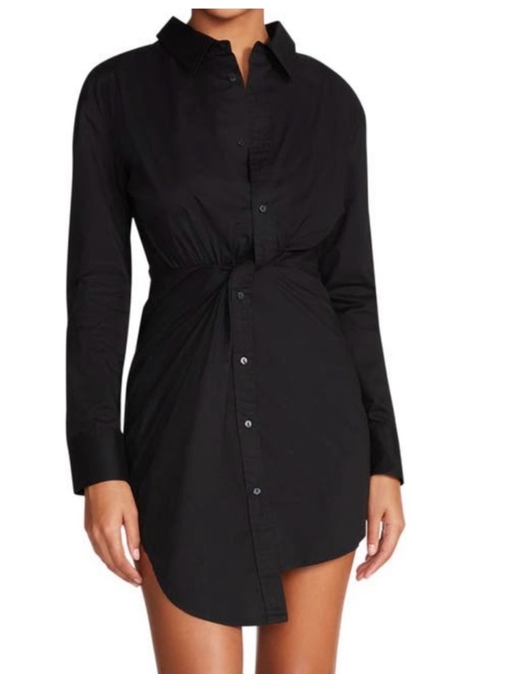 Steve Madden Black Twisted Waist Button Shirtdress
